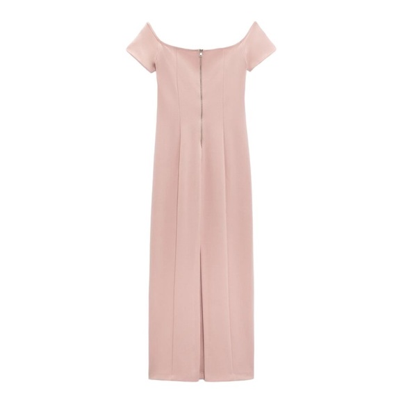 ZARA Light Pink Off the Shoulder Midi Dress Medium Blogger Favorite Valentines - Picture 13 of 16